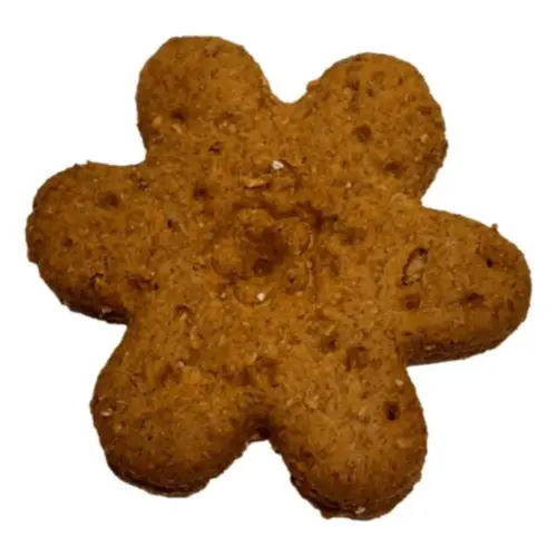 Crispy bacon and banana waffle biscuits for dogs, made with natural ingredients, perfect as a tasty treat or training reward.
